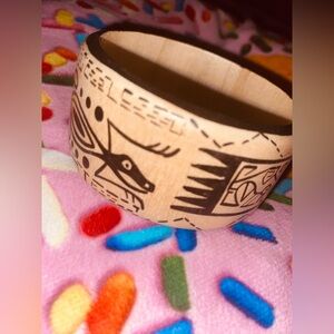 Tribal Pattern Wooden Bangle